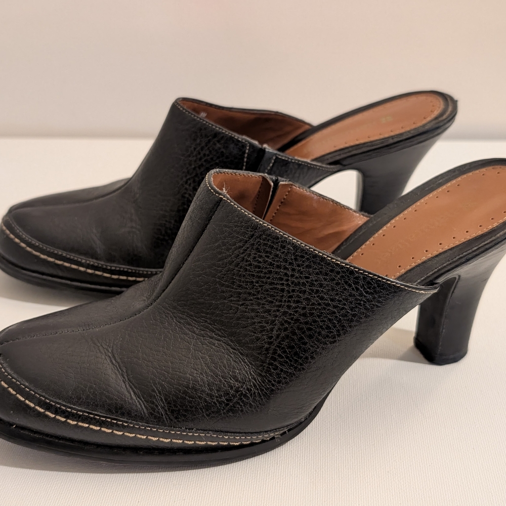 Naturalizer Black Leather Heeled Mules - Picture 3 of 7